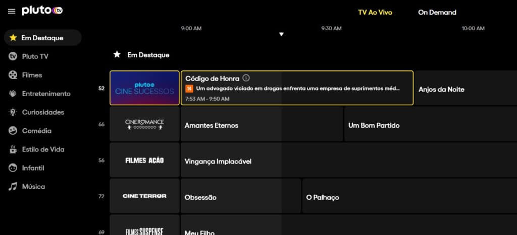 Serviço de Streaming e IPTV grátis: Pluto TV